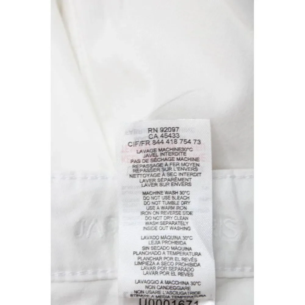 Jacadi Girls Zipper Fly Straight Leg Trouser Pants White Cotton Size 12